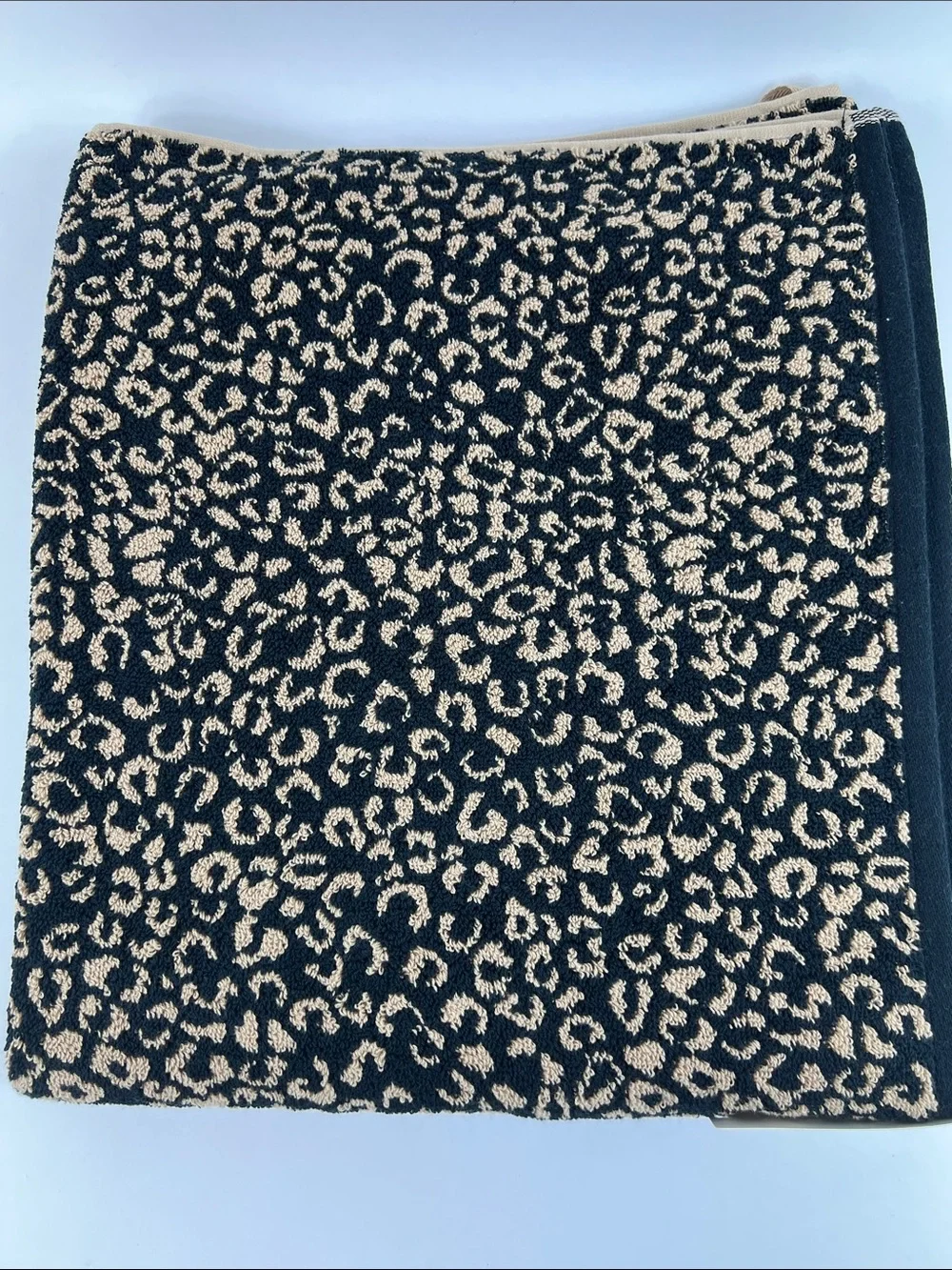 Rachel Zoe Bath Towel Leopard Cheetah Animal Print Black Tan Cotton 1 Pc NEW